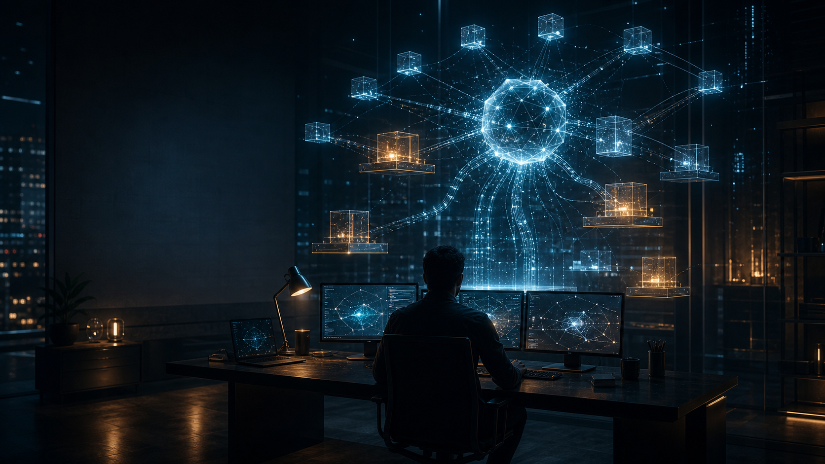 Abstract digitaal netwerk van punten en lijnen